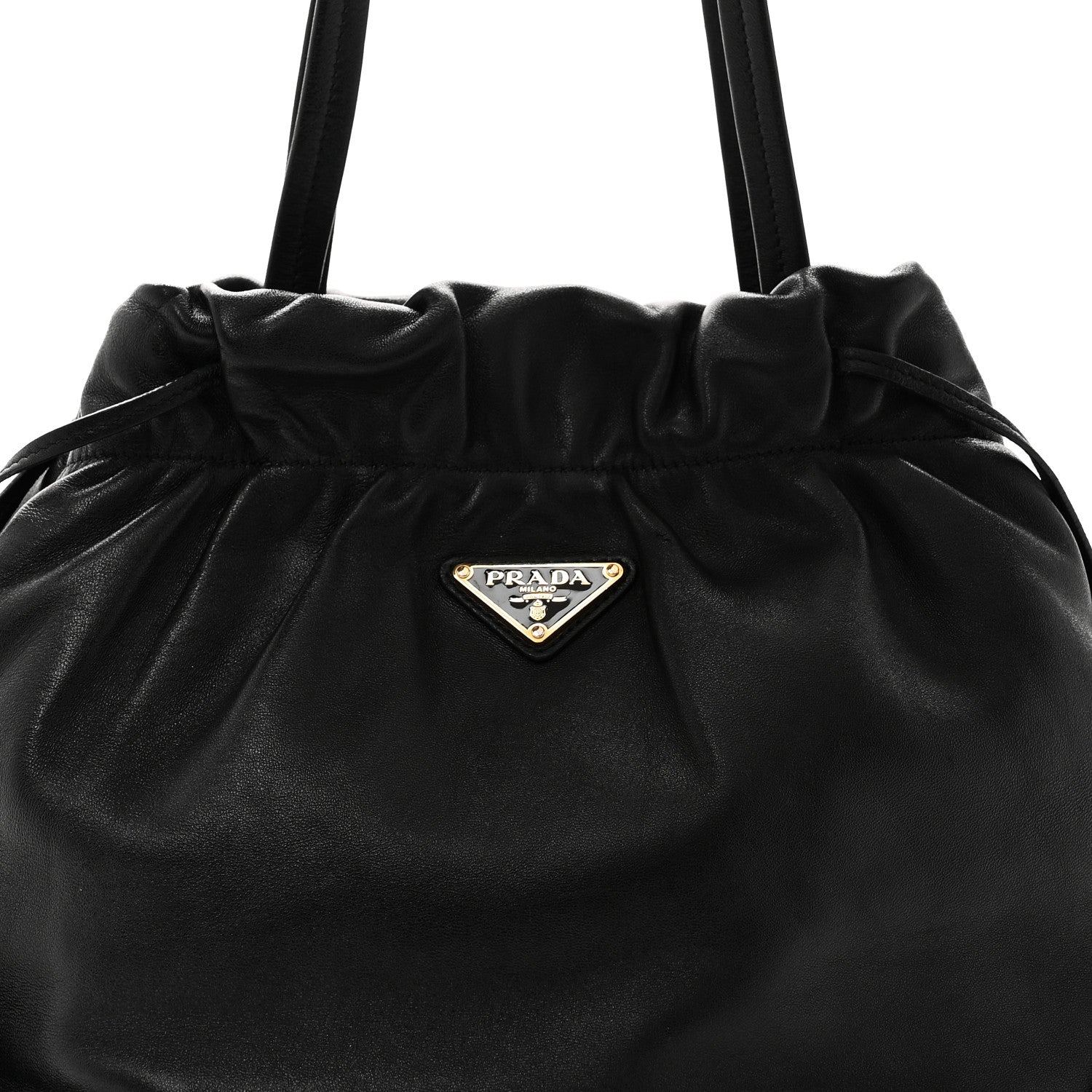 Nappa Drawstring Tote Black