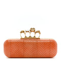 Snakeskin Knuckle Box Clutch Orange