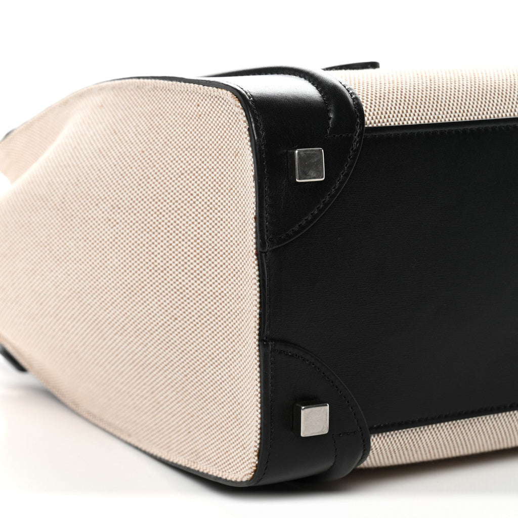 Textile Smooth Calfskin Micro Bi-Color Luggage Natural