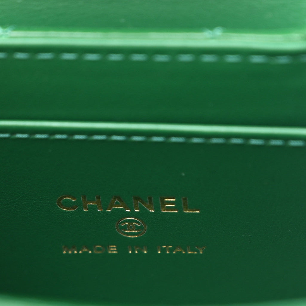 Shiny Aged Calfskin Quilted Mini Nano Kelly Shopper Green