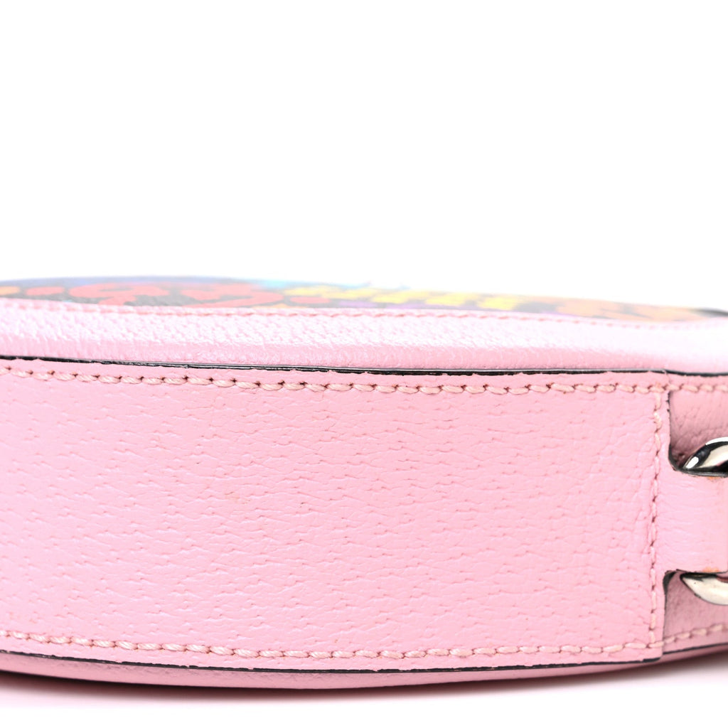 GG Supreme Monogram Psychedelic Round Shoulder Bag Black Multicolor Sugar Pink
