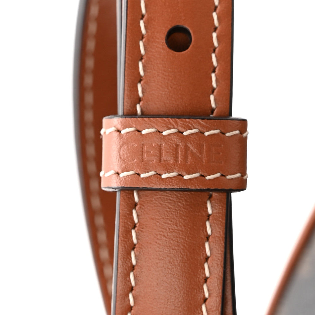 Canvas Calfskin Triomphe Mini Besace Tan