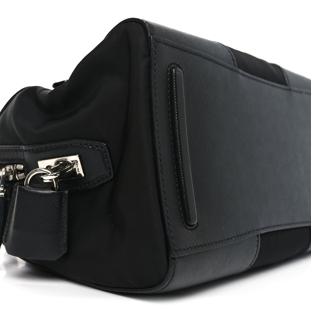 Nylon Saffiano Top Handle Bag Black