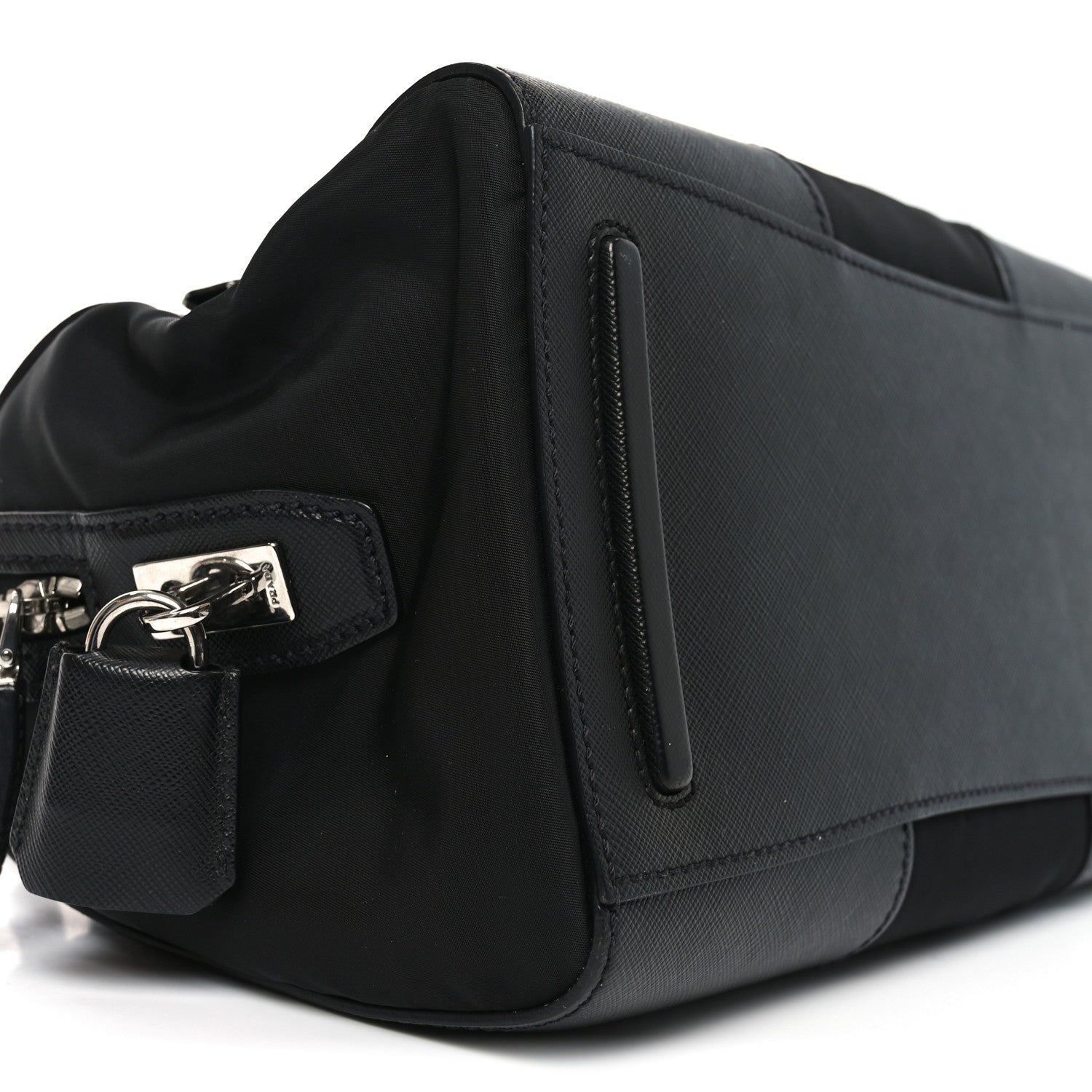 Nylon Saffiano Top Handle Bag Black
