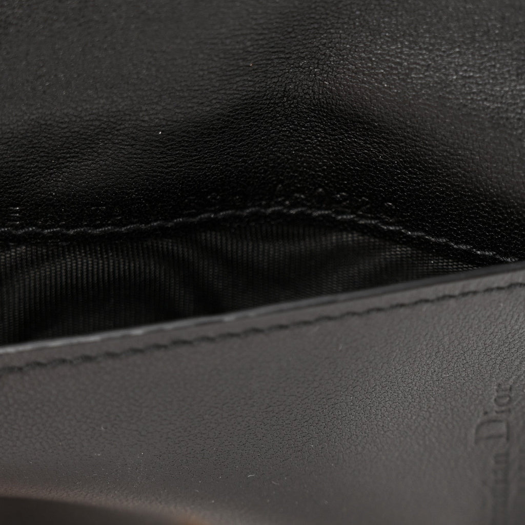 Lambskin Cannage Small Lady Dior Flap  Holder Black
