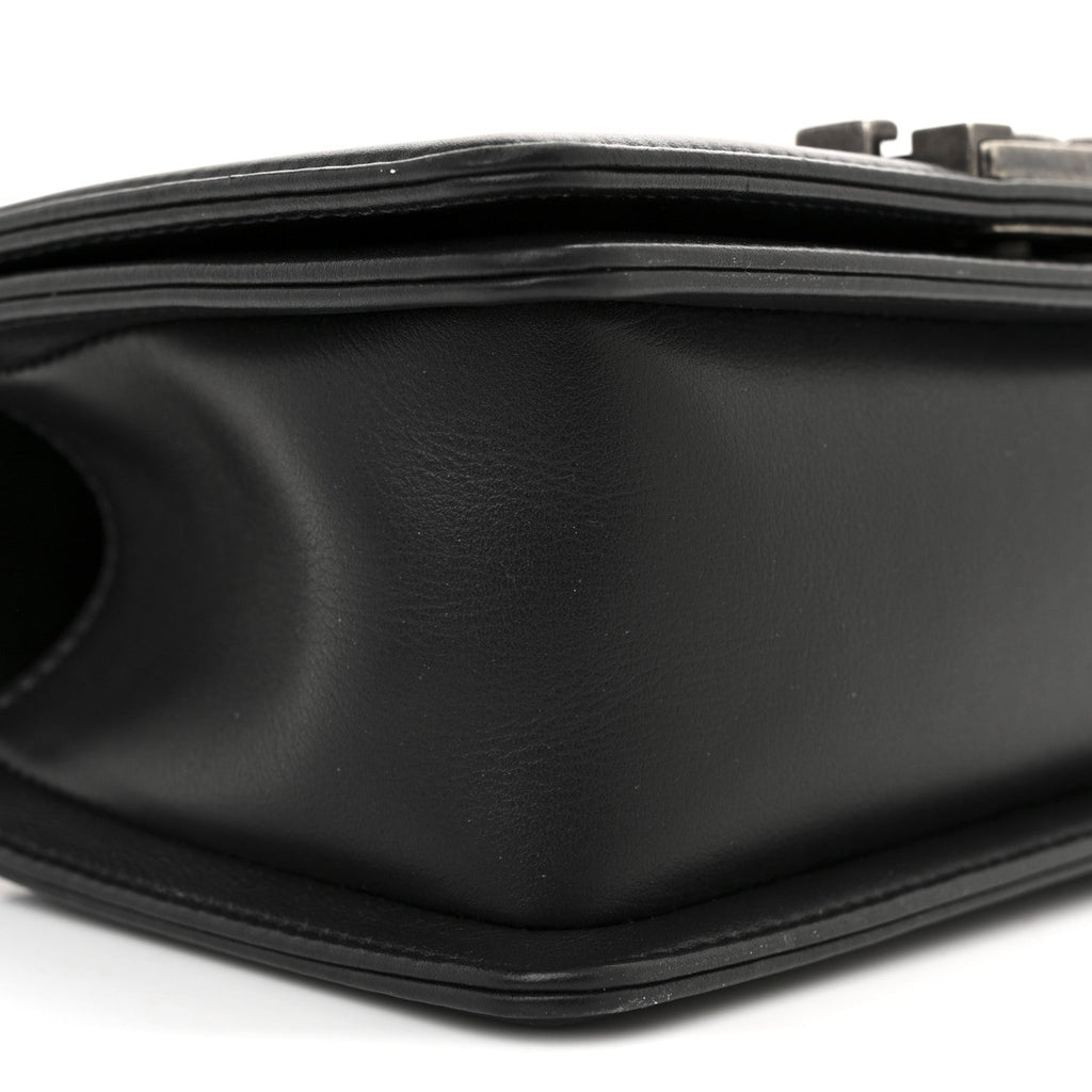 Calfskin Quilted Small Boy Flap Black