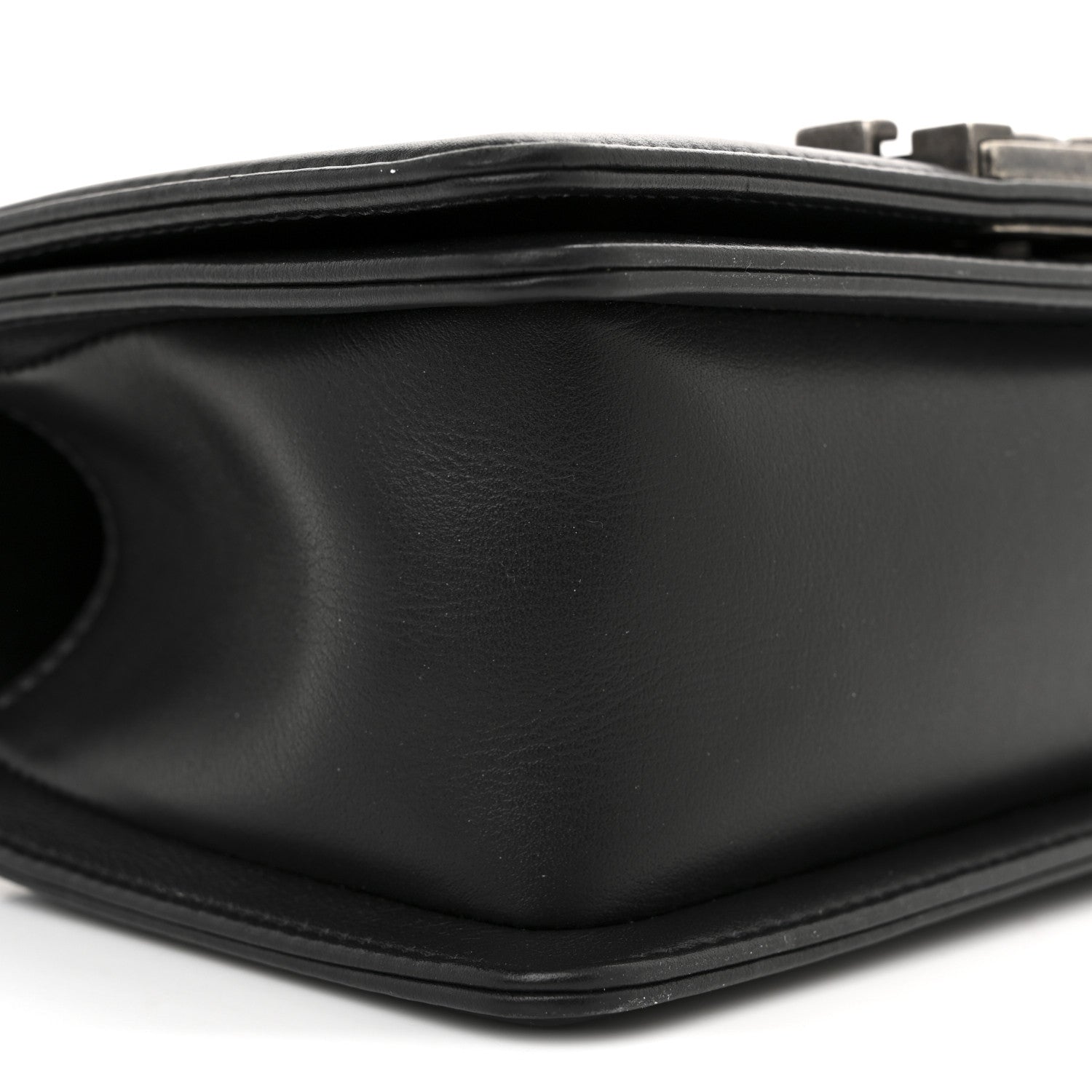 Calfskin Quilted Small Boy Flap Black