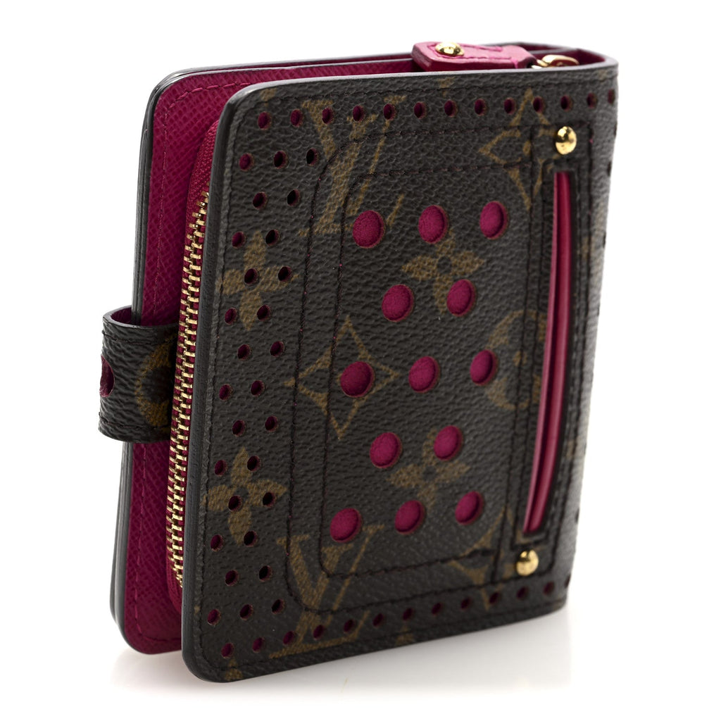 Monogram Perforated Compact Zipped Wallet Fuchsia