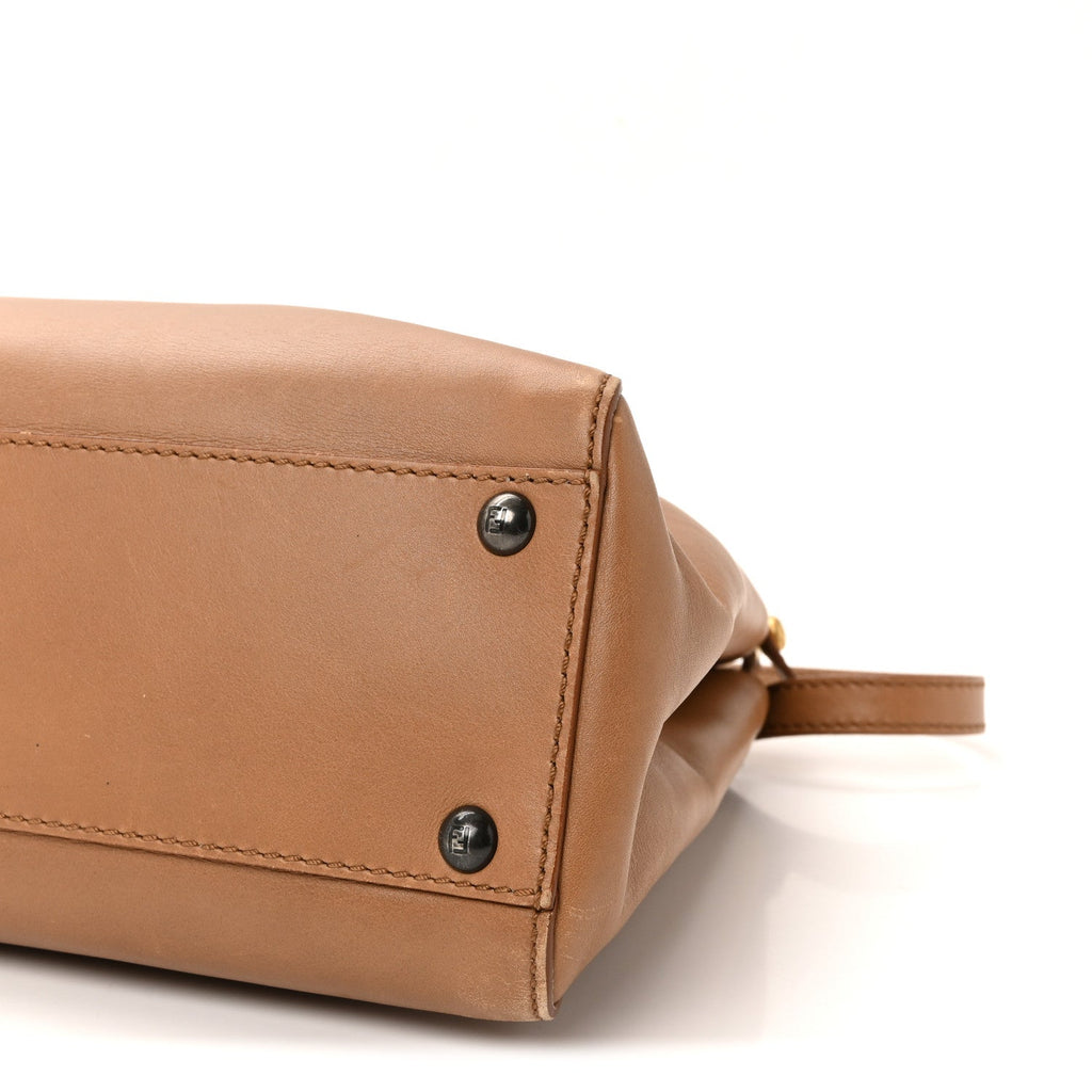 Vitello Seta Shiny Nappa Elaphe Medium Peekaboo Iconic Satchel Latte Blue