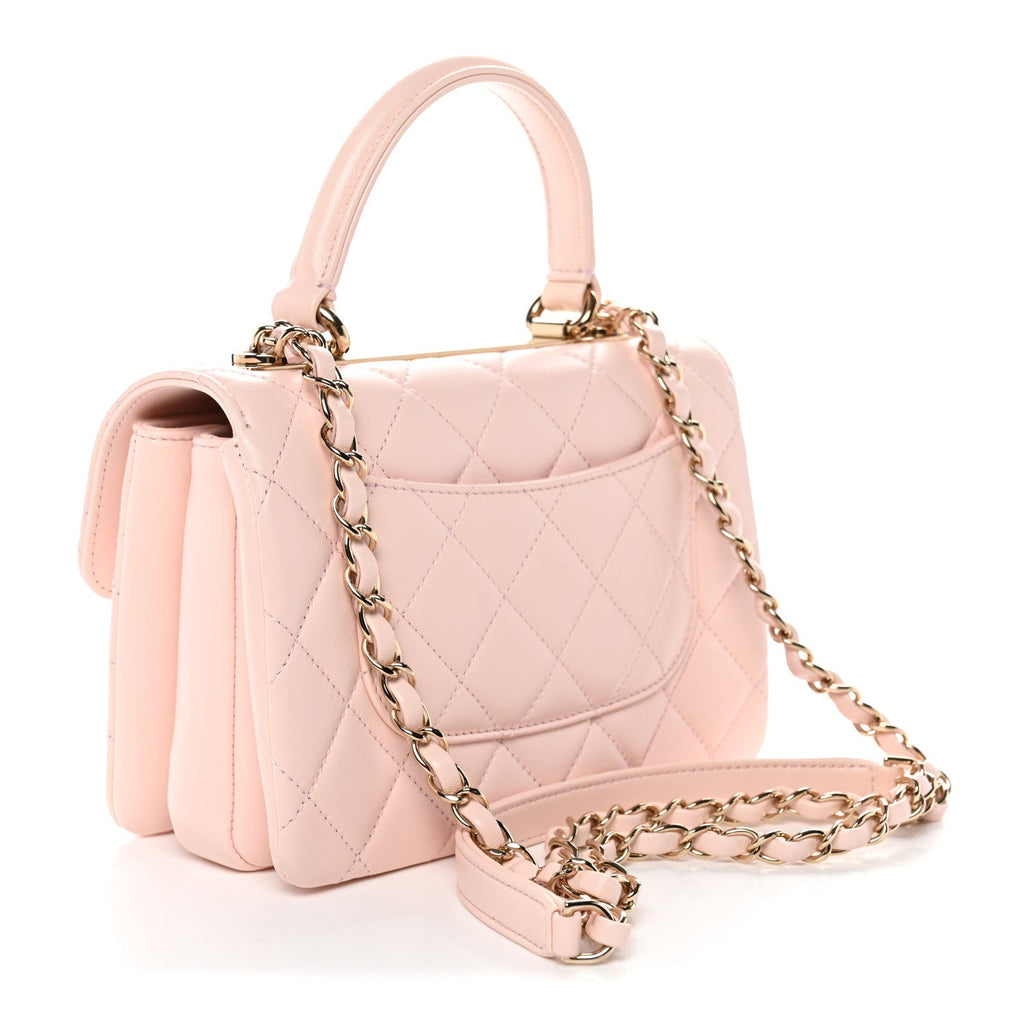 Lambskin Quilted Small Trendy CC Flap Dual Handle Bag Light Pink