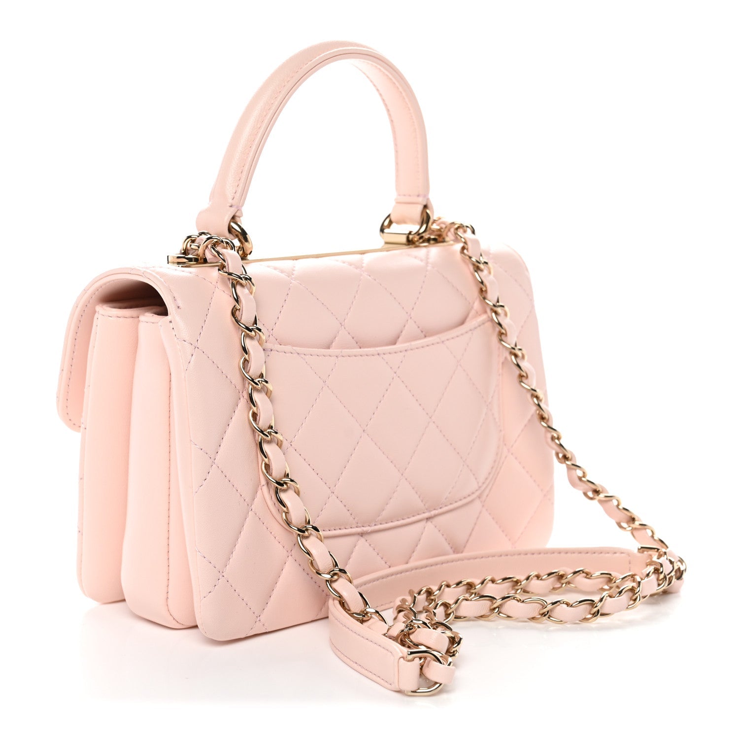 Lambskin Quilted Small Trendy CC Flap Dual Handle Bag Light Pink