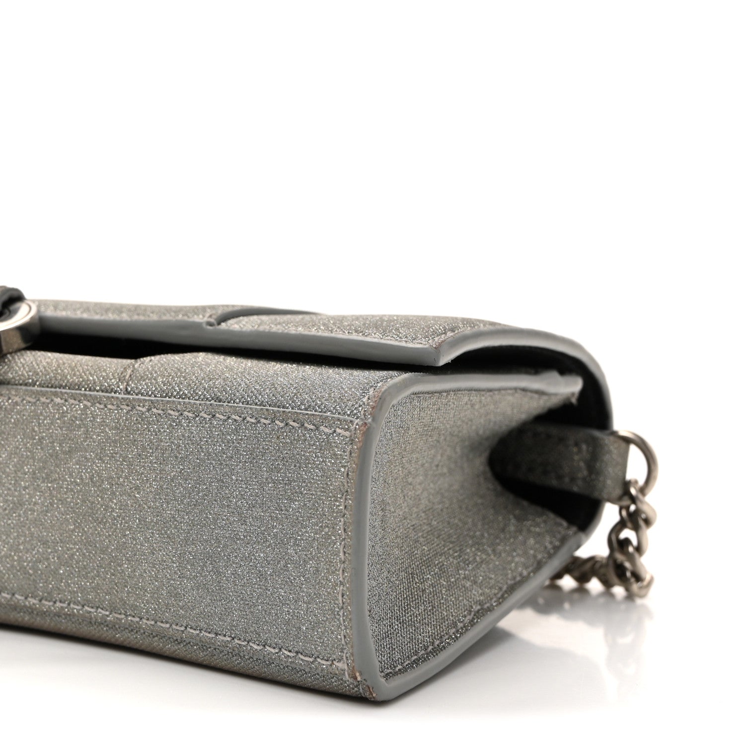 Glitter Fabric Hourglass Chain Bag Grey