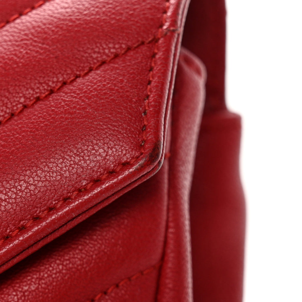 Sheepskin Matelasse Chevron Monogram Medium College Bag Rouge