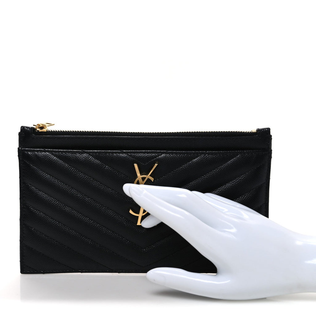 Grain De Poudre Chevron Monogram Bill Pouch Black