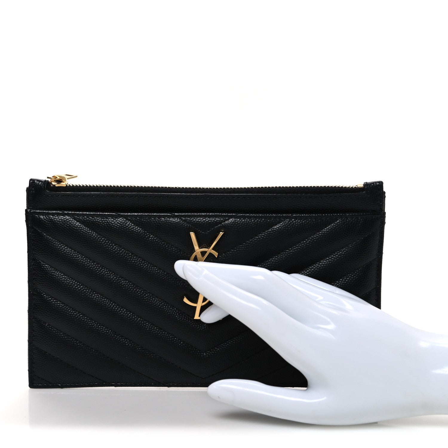 Grain De Poudre Chevron Monogram Bill Pouch Black