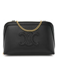 Smooth Calfskin Cuir Triomphe Clutch on Chain Black