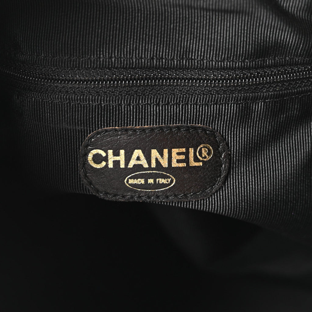 Caviar Quilted Drawstring Backpack Black
