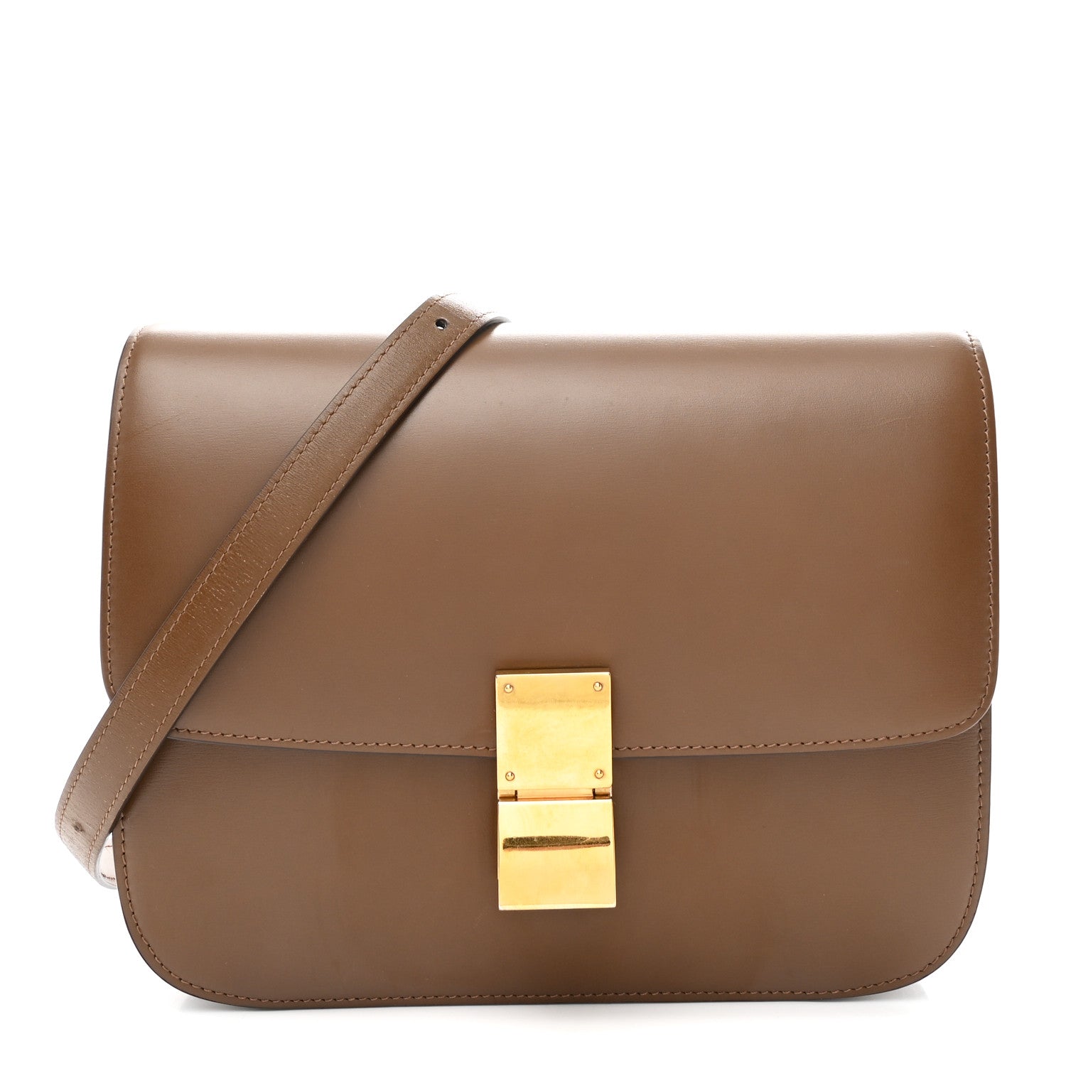 Box Calfskin Medium Classic Box Flap Bag Camel