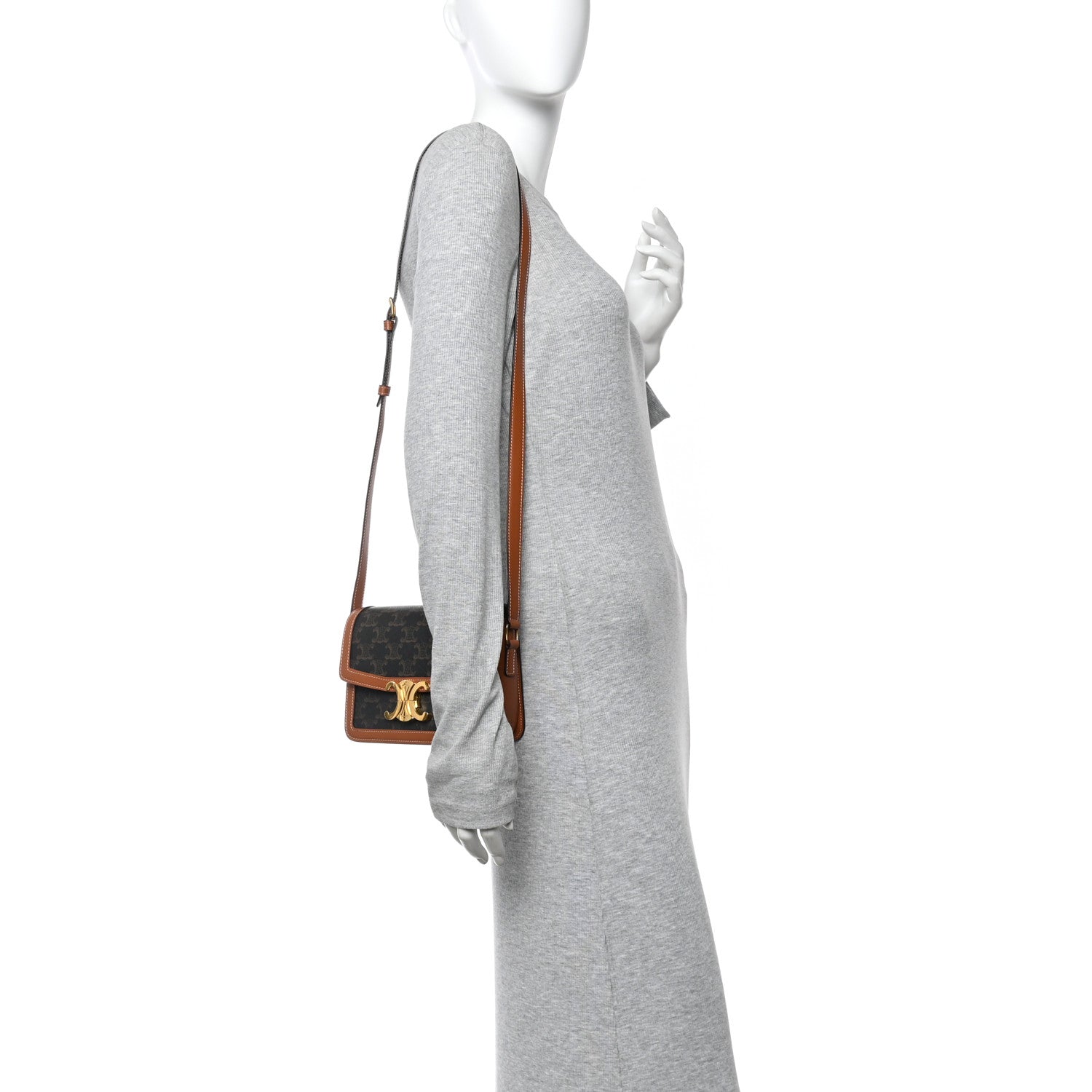 Calfskin Triomphe Canvas Teen Triomphe Bag Tan