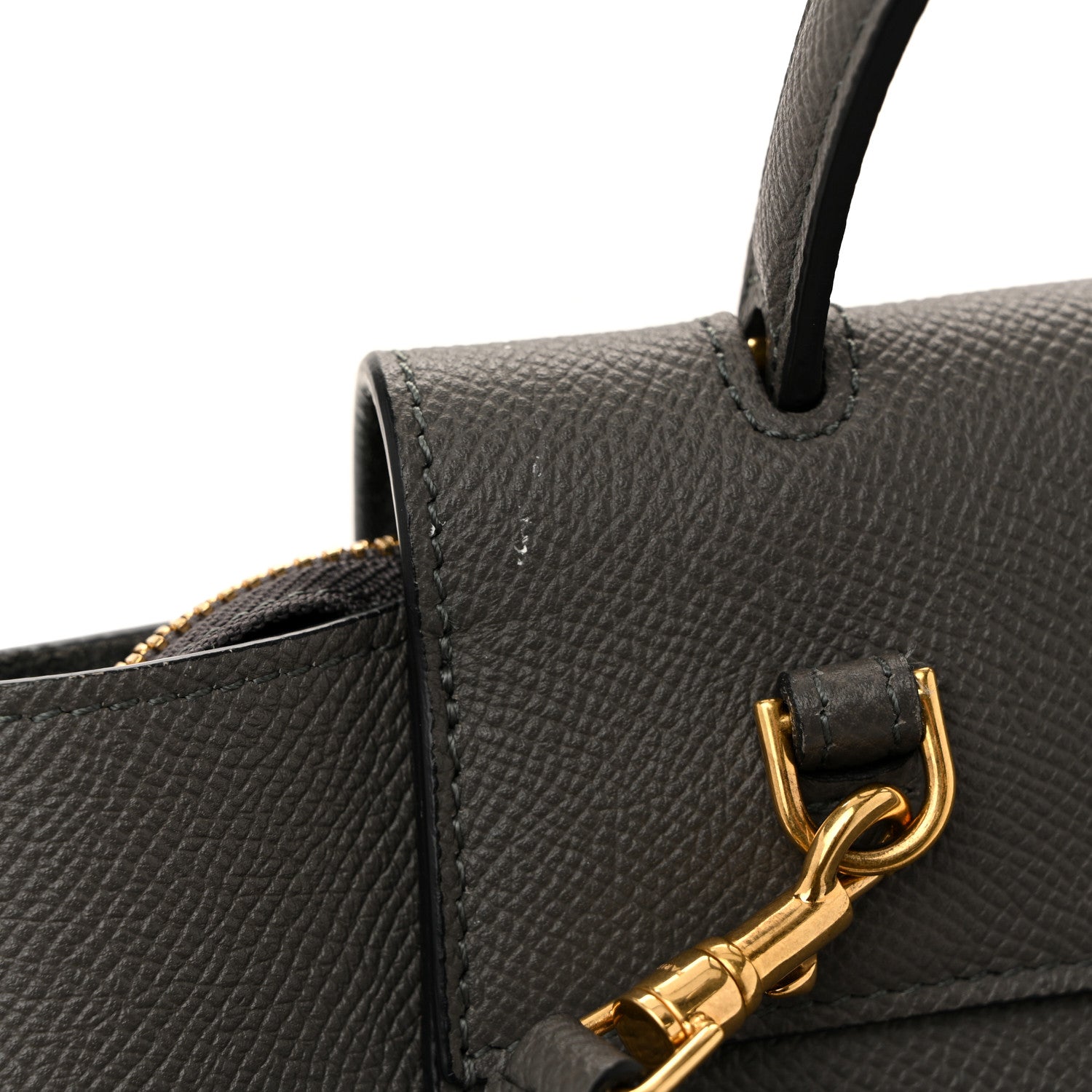 Grained Calfskin Nano Belt Bag Grey