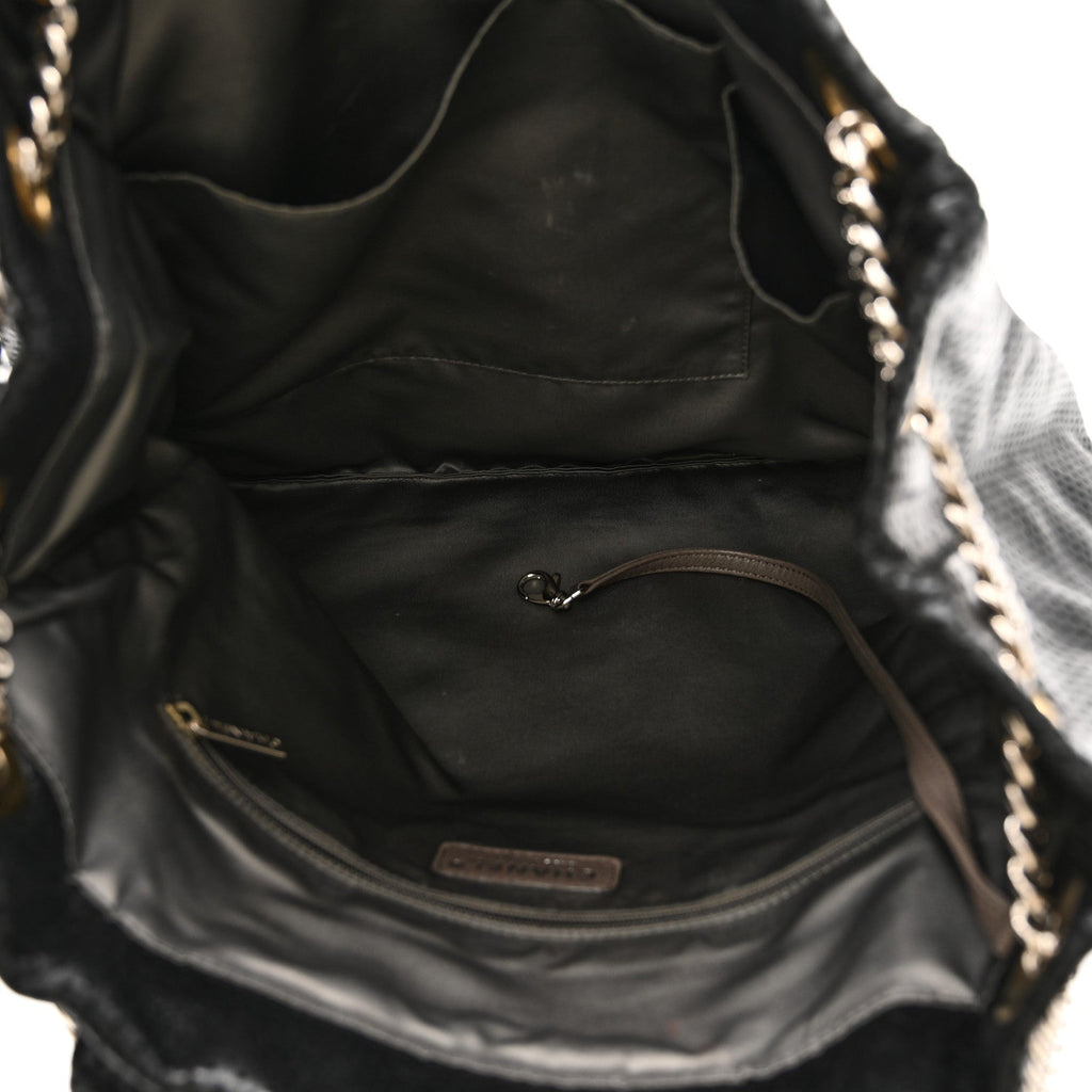 Calfskin Perforated Drill Tote Bag Black