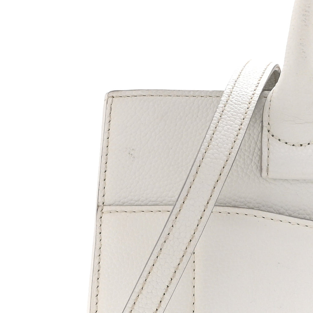Grained Calfskin Small Neo Executive Shopper Tote White