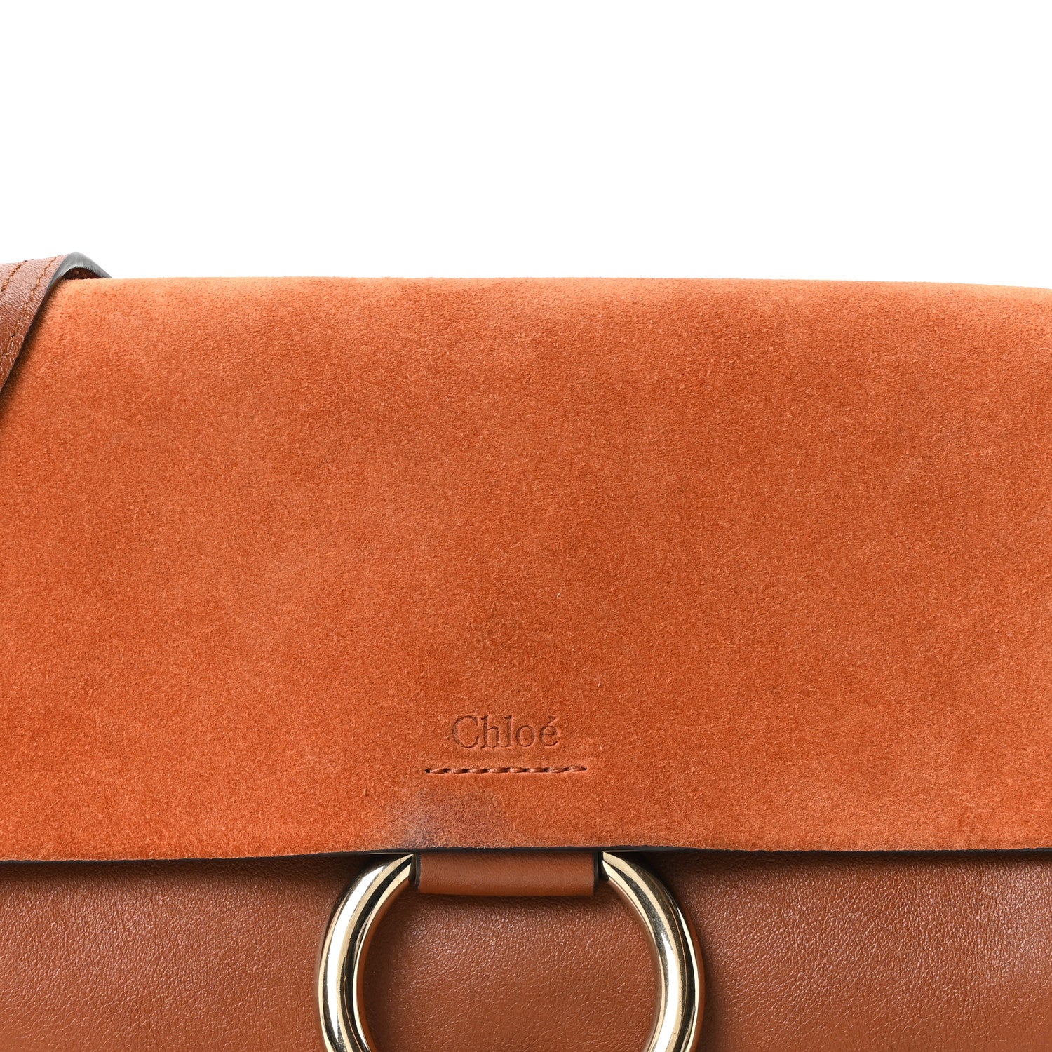Suede Calfskin Small Faye Shoulder Bag Tobacco