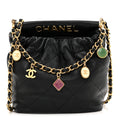 Lambskin Resin Quilted Small Bucket Bag Black