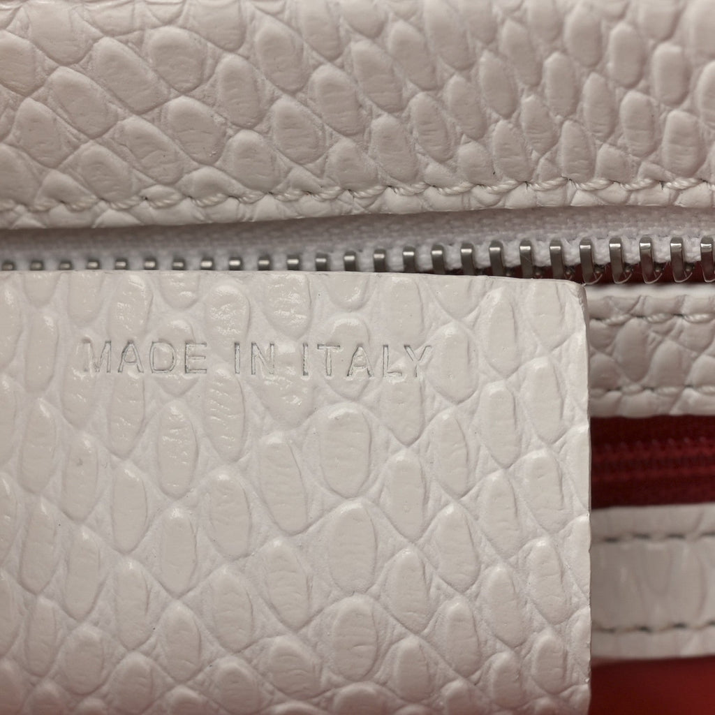 Calfskin Lizard Embossed Medium Paloma White