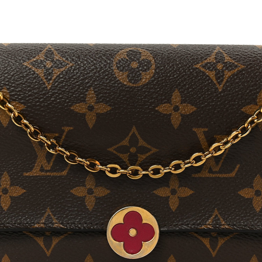 Monogram Flore Chain Wallet Fuchsia