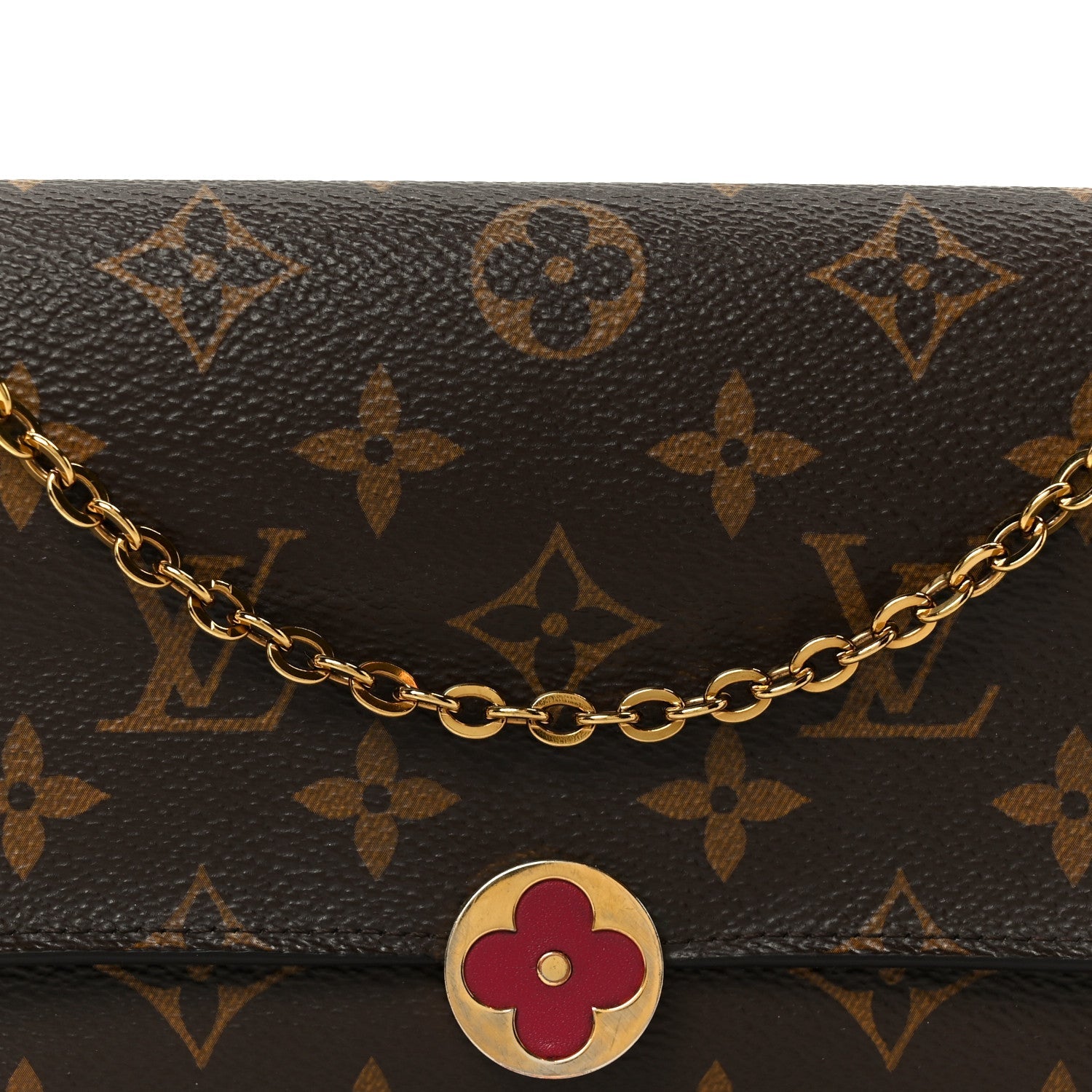 Monogram Flore Chain Wallet Fuchsia