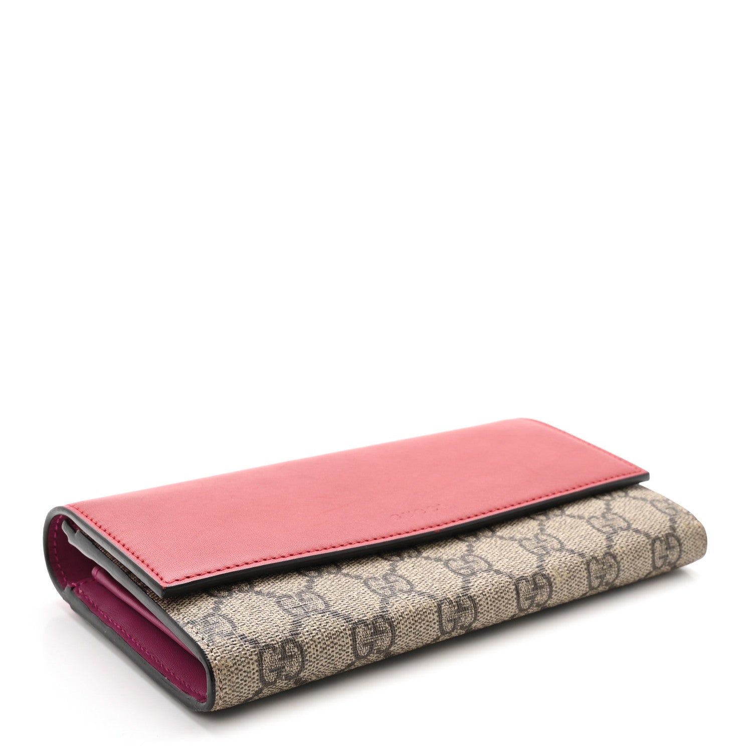 GG Supreme Monogram Calfskin Continental Wallet Beige Ebony Hibiscus Red New Rosette