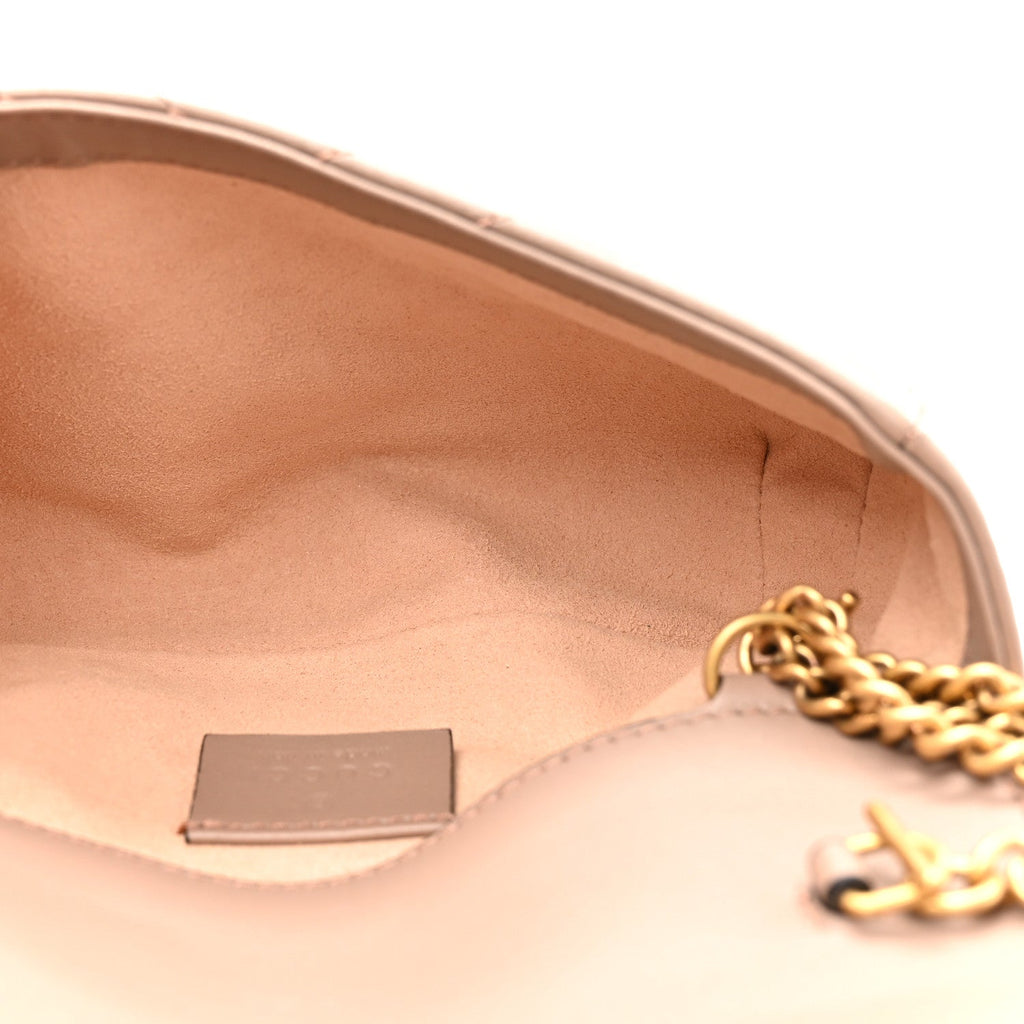 Calfskin Matelasse Super Mini GG Marmont Shoulder Bag Porcelain Rose
