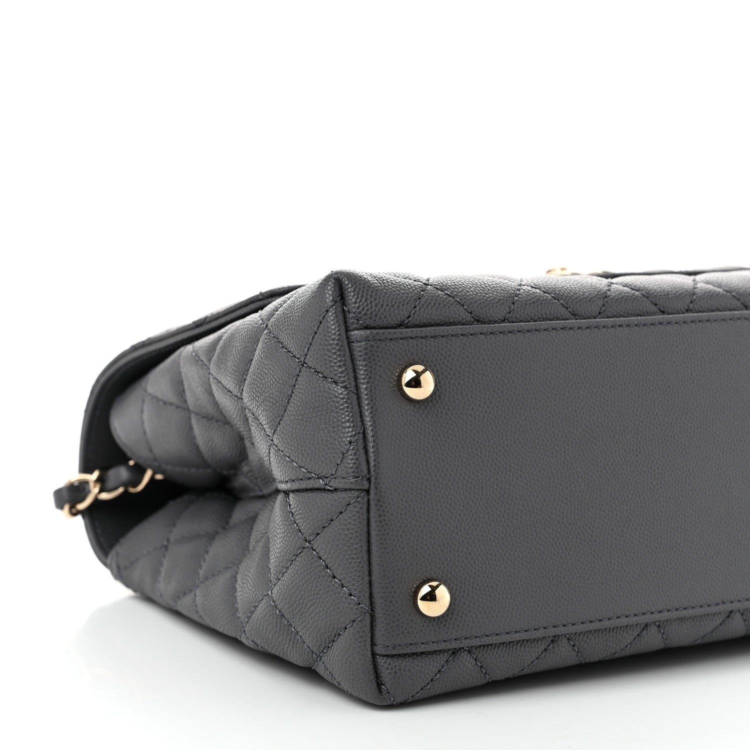 Caviar Quilted Small Coco Handle Flap Dark Grey