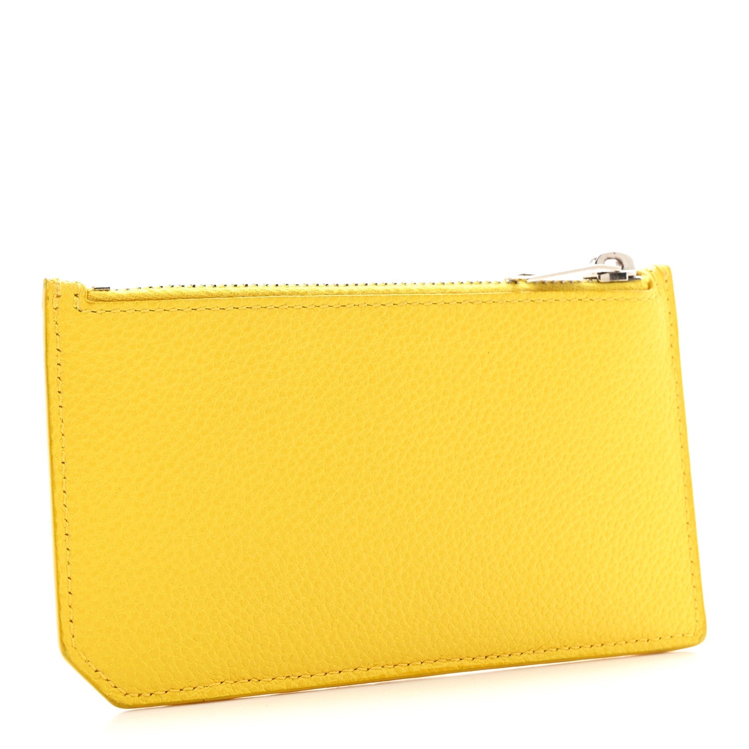 Grained Calfskin 5 Fragments Zip Pouch  Holder Sunflower