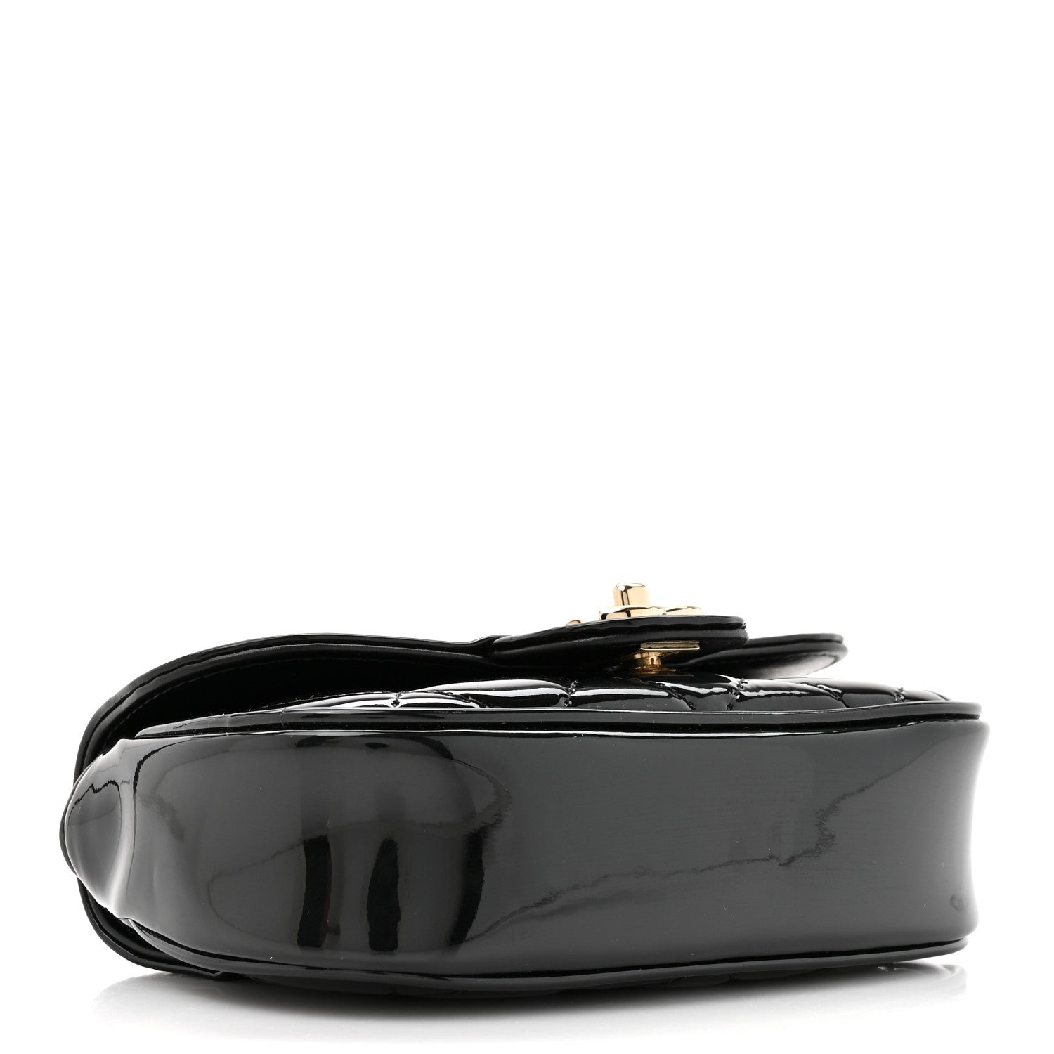 Patent Calfskin Quilted Mini Flap Black