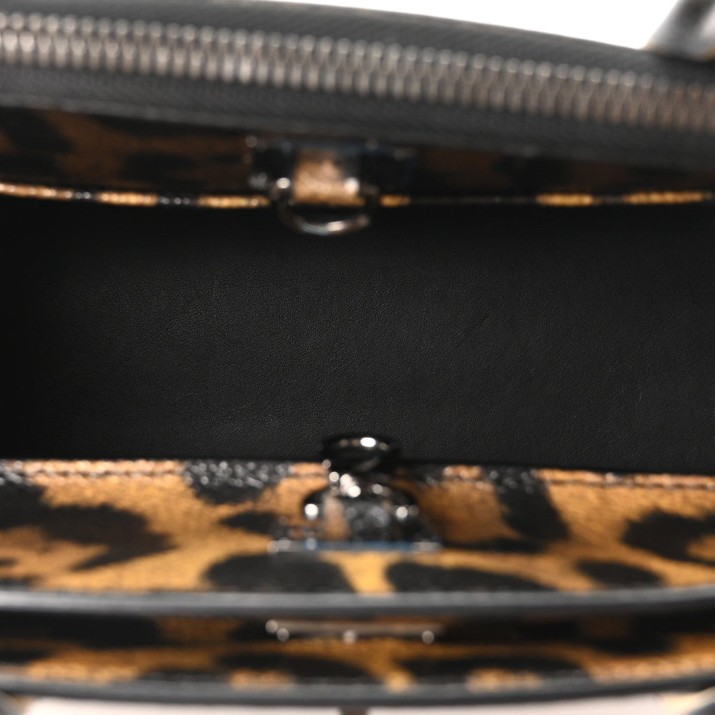 Canvas Calfskin Wild Animal Print City Steamer EW Marron