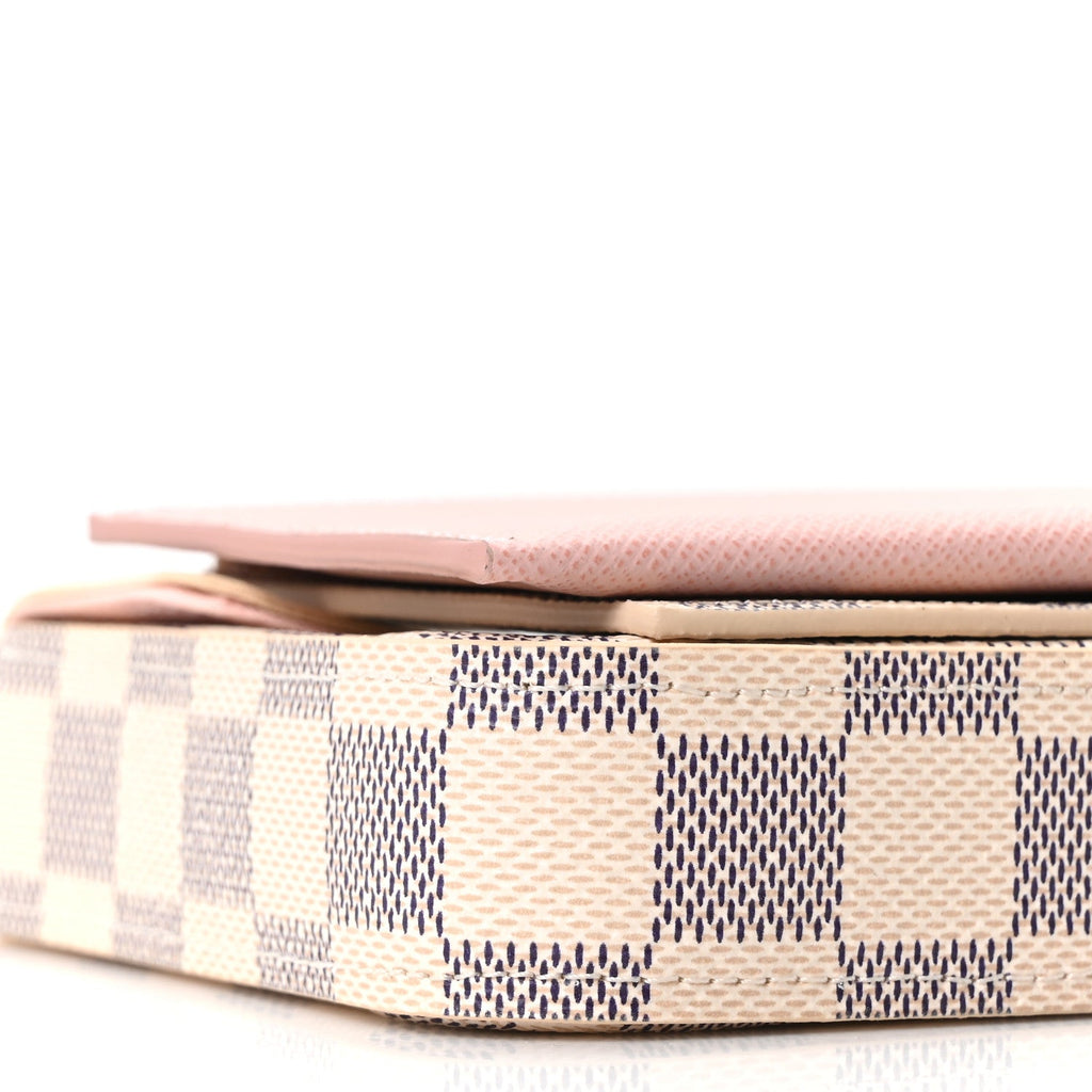 Damier Azur Pochette Felicie Chain Wallet Rose Ballerine