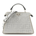 Crystal Vitello Laminato FF Petite Peekaboo I SEE U Satchel Crystal Argento