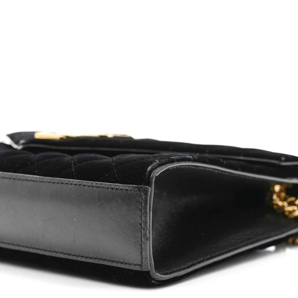 Velvet Tri-Quilt Monogram Medium College Bag Black
