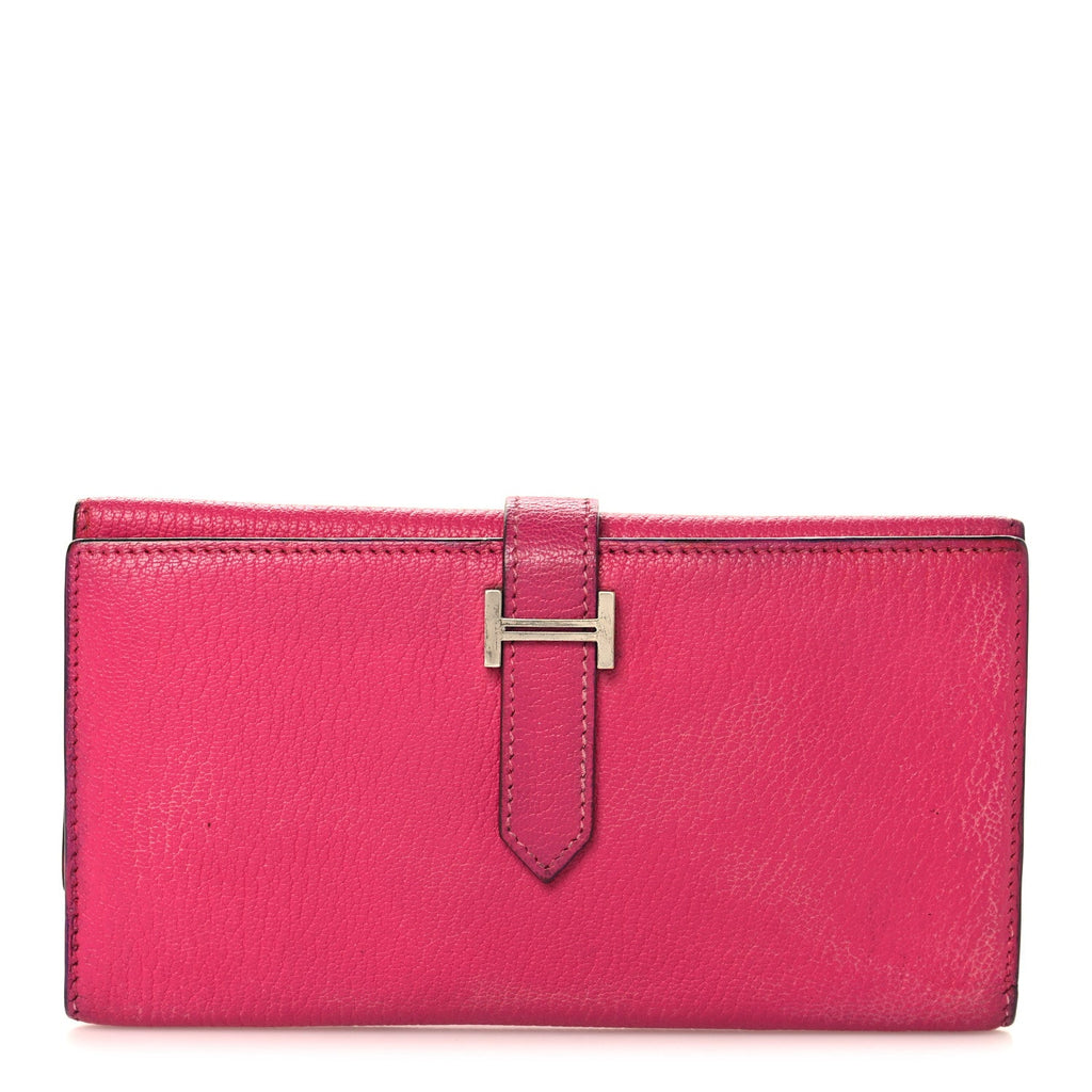 Chevre Mysore Tri-Fold Bearn Wallet Rose Shocking