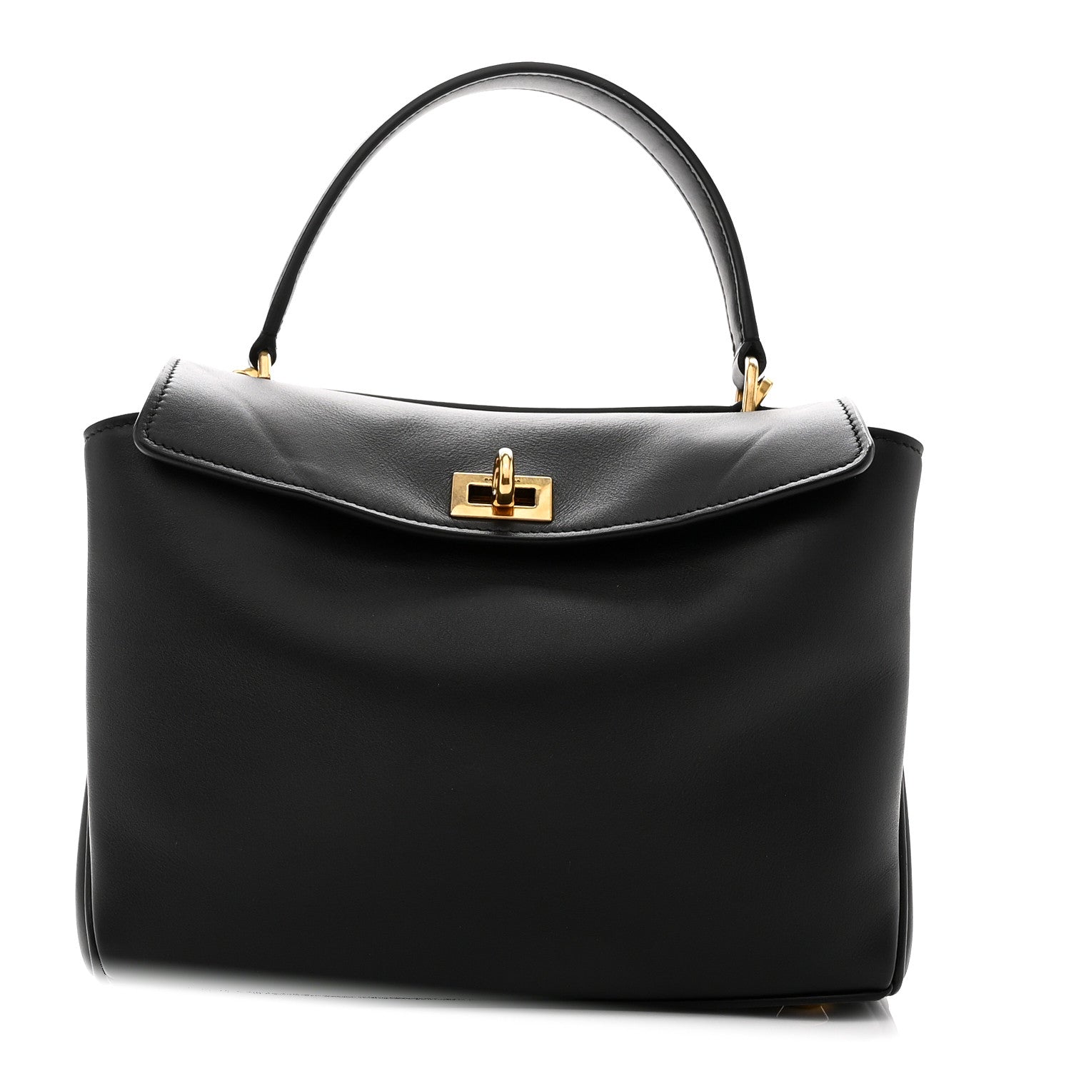 Natural Smooth Calfskin Mini Rodeo Top Handle Handbag Black
