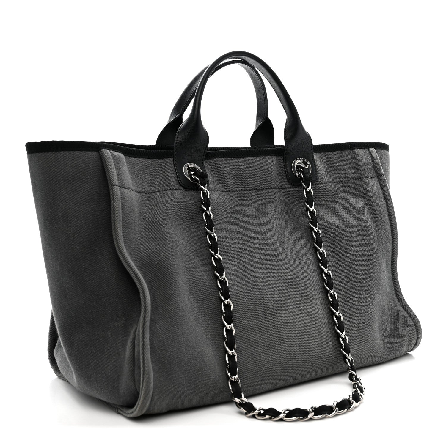 Canvas Sequin Medium Deauville Tote Charcoal