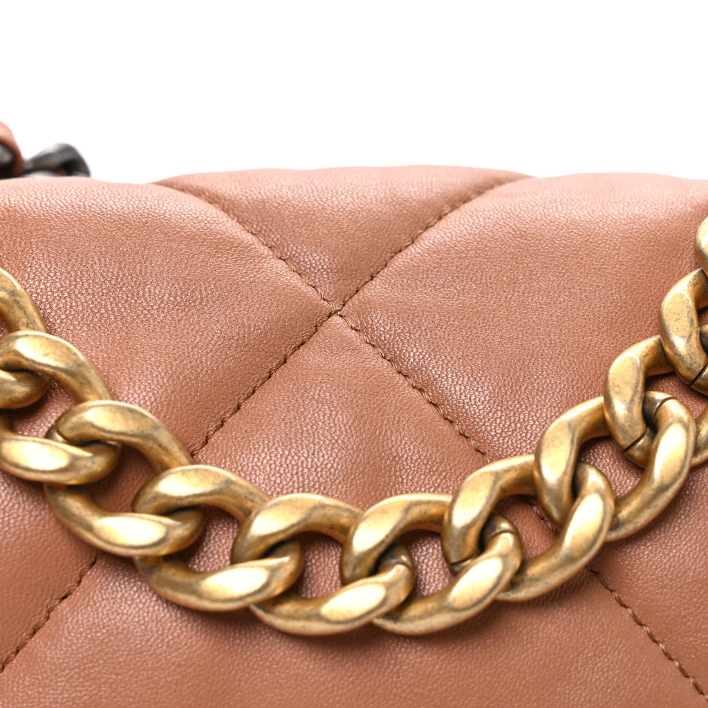 Lambskin Quilted Medium Chanel 19 Flap Brown