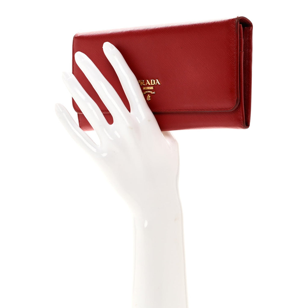 Saffiano Metal Continental Flap Wallet Fuoco