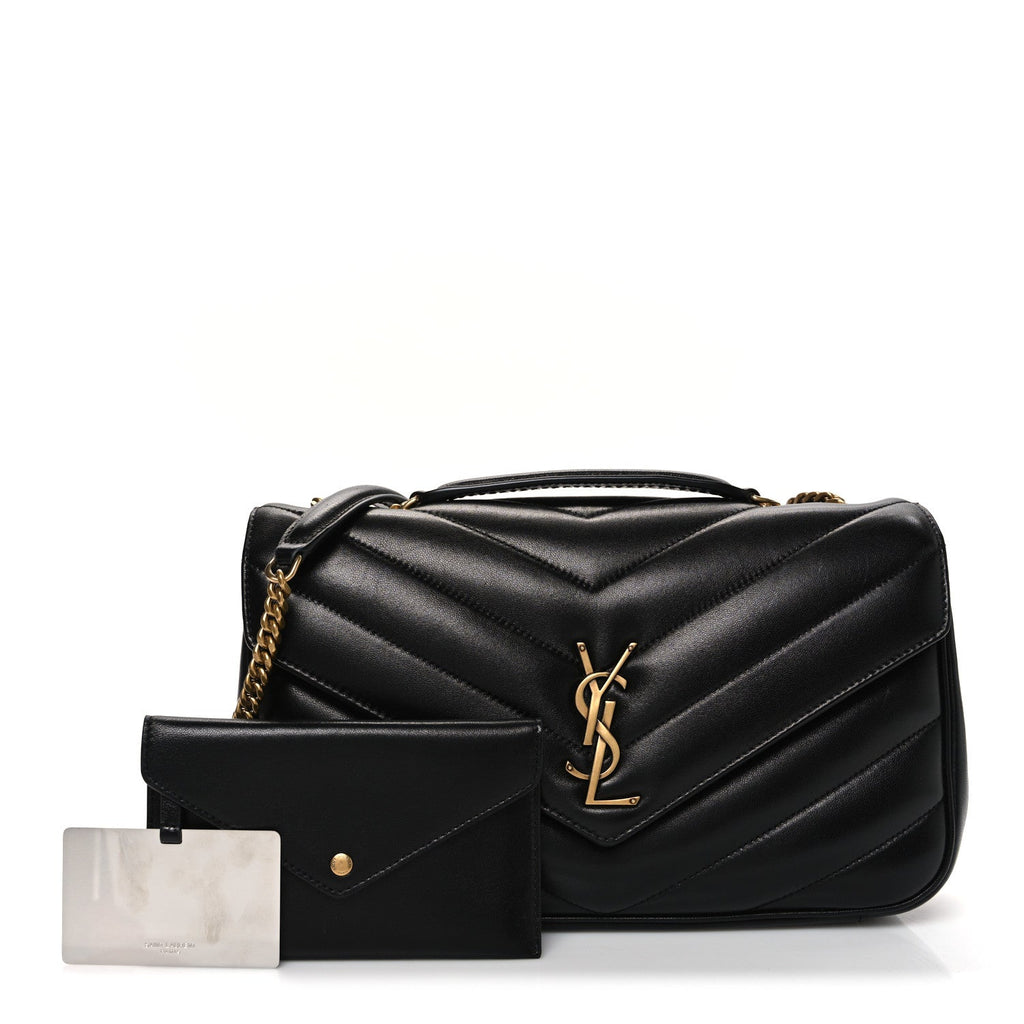 Lambskin Chevron Quilted Medium Loulou Black