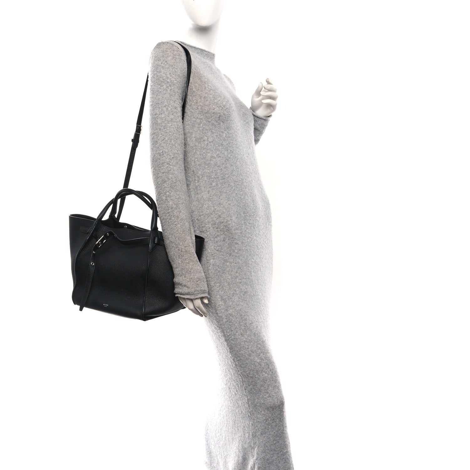 Supple Grained Calfskin Small Big Bag Black