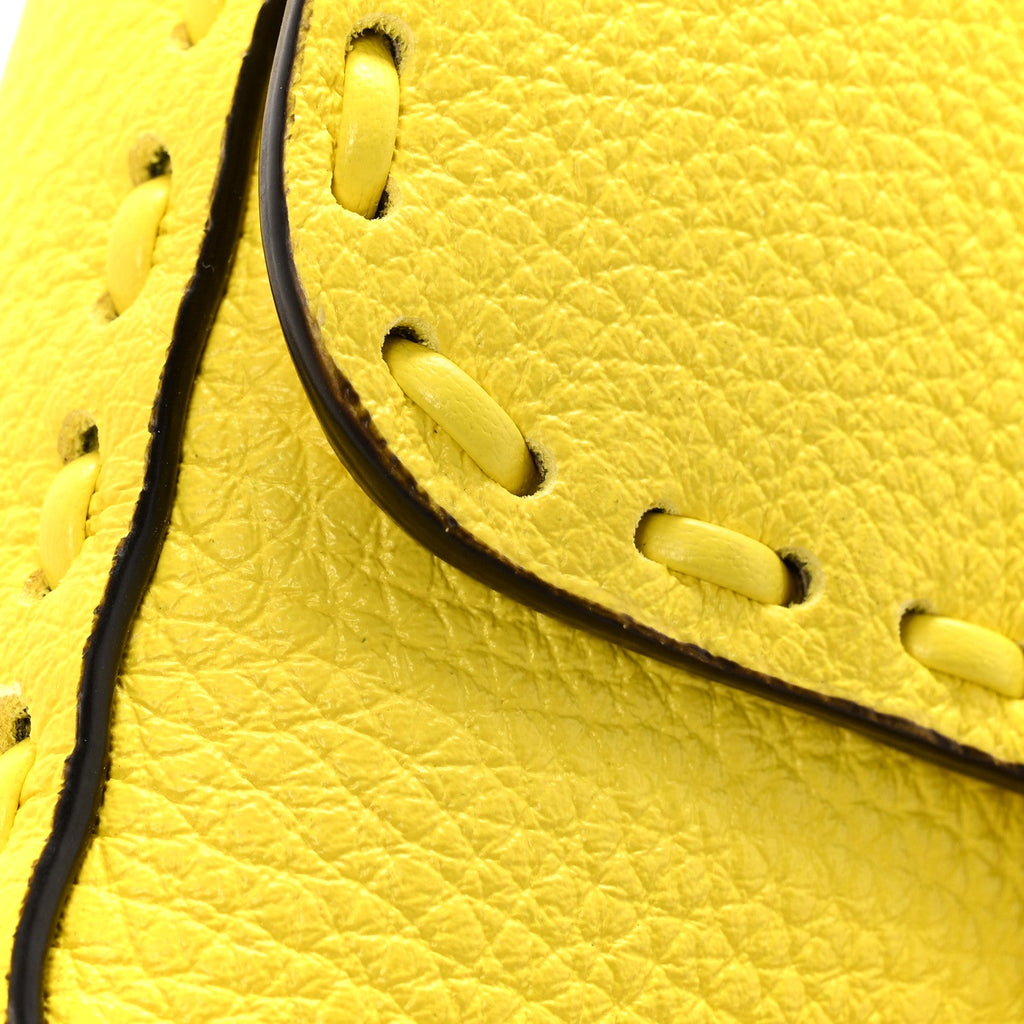 Cuoio Roma Sellerissima Nappa Sintetica Tape Stitch Mini Baguette Acid Yellow