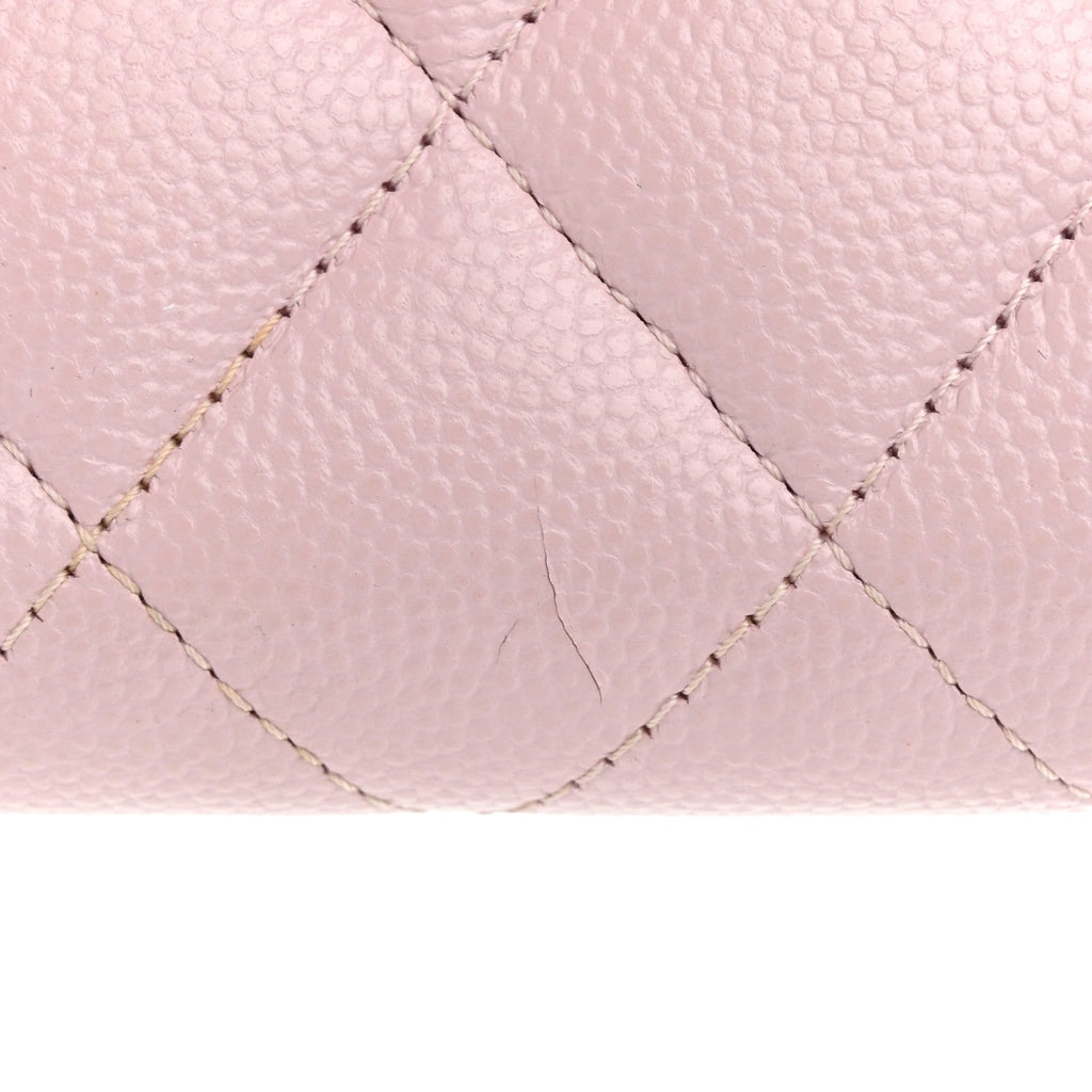 Caviar Quilted Compact Flap Wallet Light Pink