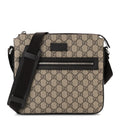 GG Supreme Monogram Selleria Calfskin Small Flat Messenger Bag Beige Ebony Cocoa Marrone Scuro